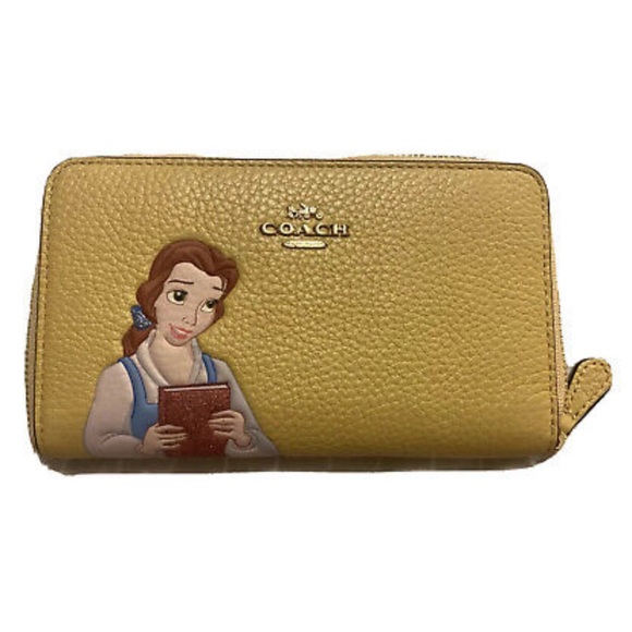 Coach Handbags - New COACH x Disney Princess Belle Yellow Pebbled Leather Wallet